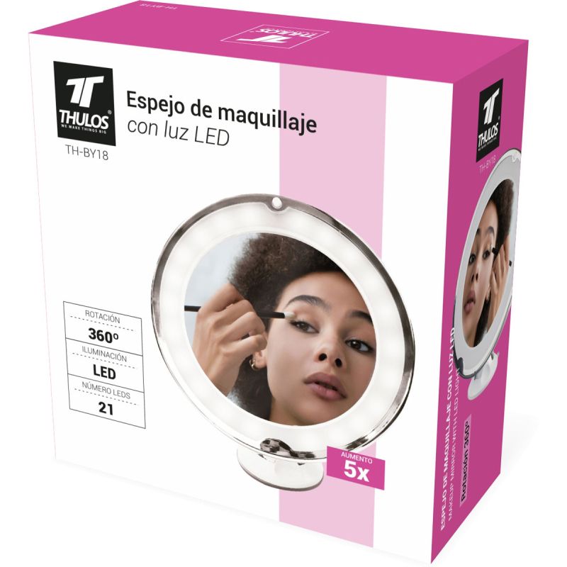 thulos Espejo maquillaje con luz led Aumento x5. THULOS TH-BY18 Grandes descuentos
