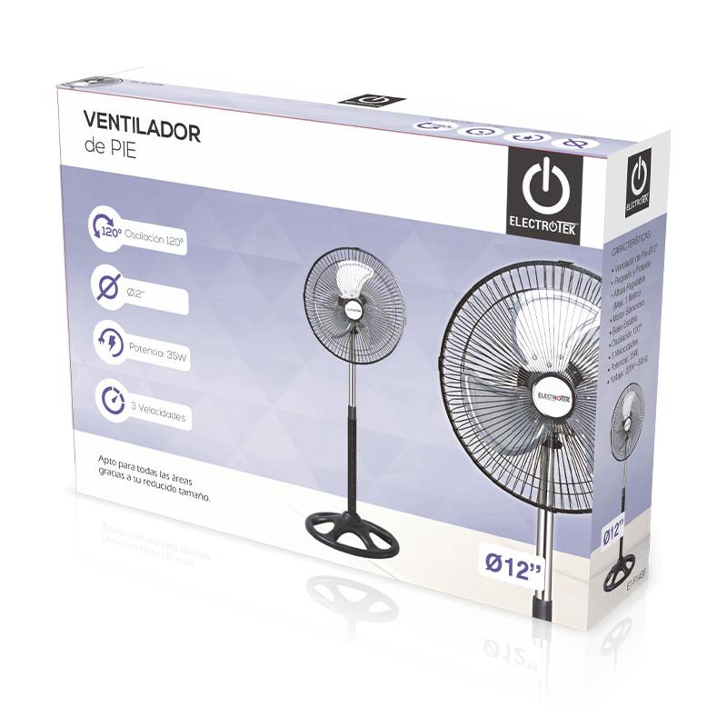thulos Ventilador de pie Ø12" 3 velocidades. Potencia: 35W. ELECTROTEK ET-F14SF Ofertas