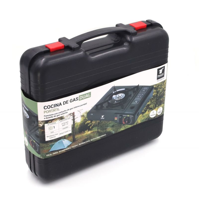 thulos Cocina portátil dual funciona con cartucho de gas o botella de gas externa. THULOS TH-GS019 Envío internacional gratuito