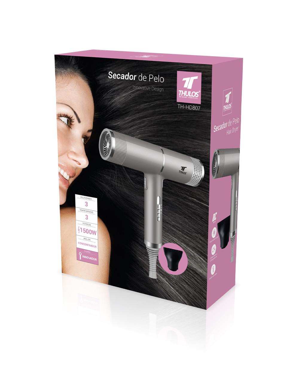 thulos Secador de pelo 1500W. Gran caudal de aire. THULOS TH-HD807 2025