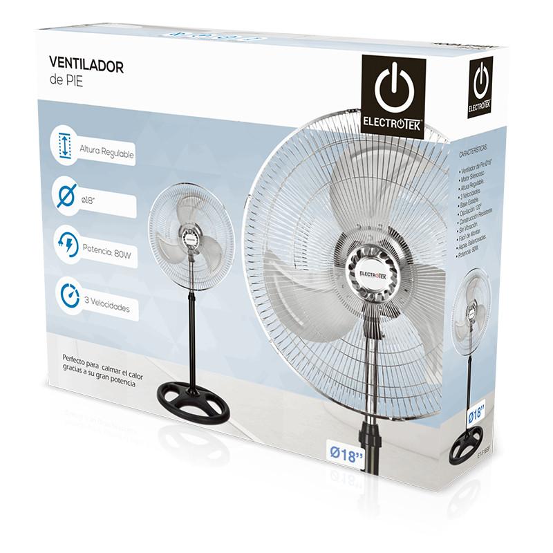thulos Ventilador de pie 18" 3 Velocidades 80W. ELECTROTEK ET-F18SF Mejor oferta