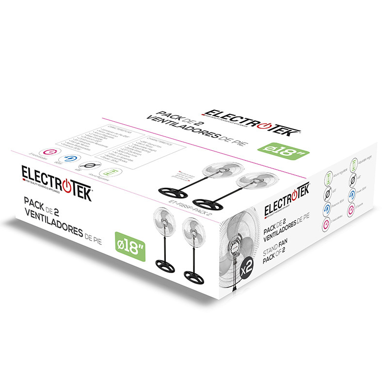 thulos Ventilador de pie 18" 80W- Pack de 2 unidades. ELECTROTEK ET-F18SF Rebajas online