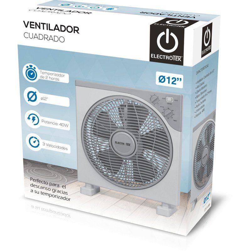 thulos Ventilador Cuadrado 12" Box Fan 3velocidades potencia 40W. ELECTROTEK ET-F12BX Envío gratis