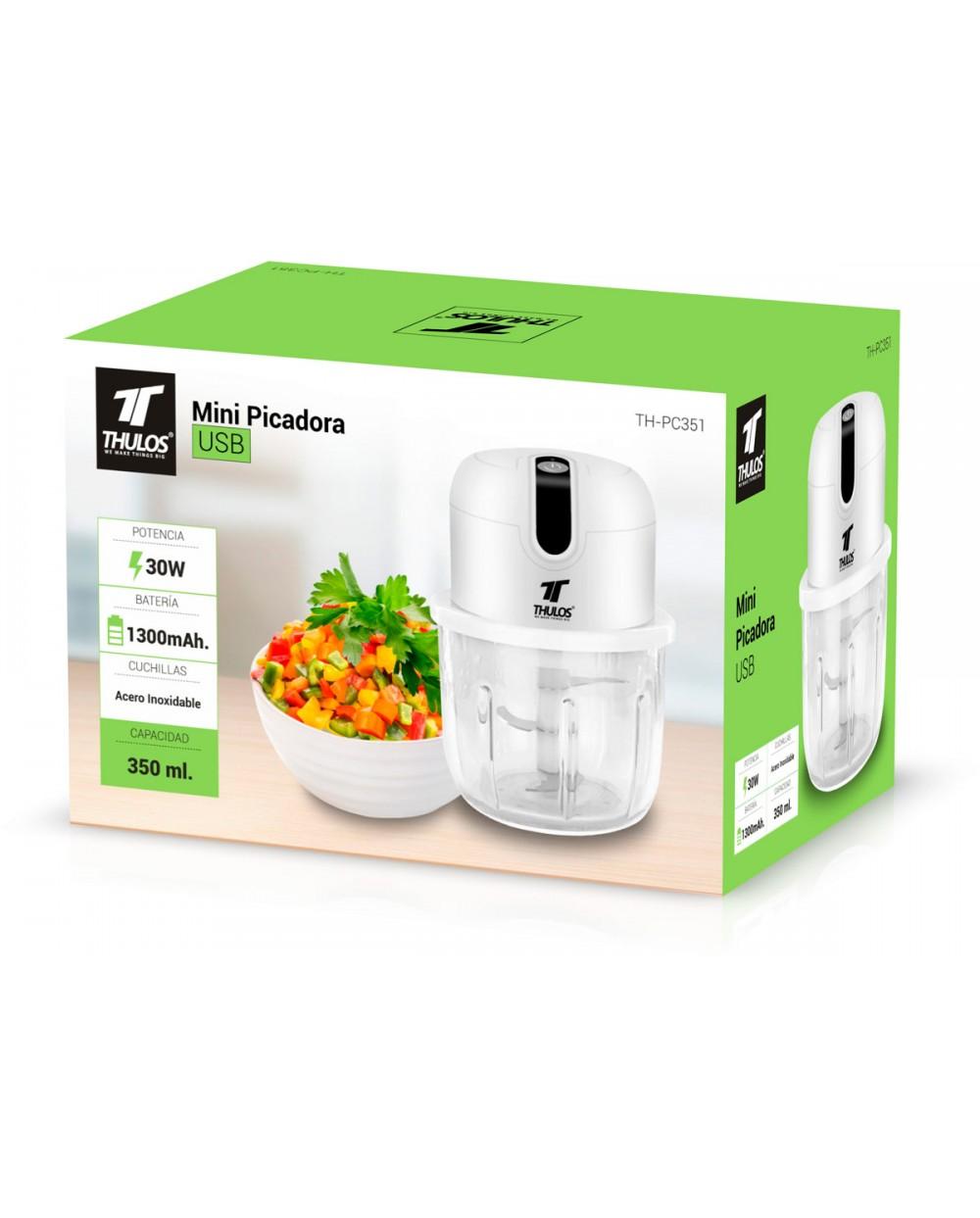 thulos Mini Picadora USB capacidad de 350 ml. Cuchilla de acero inoxidable. Incluye cable de carga. THULOS TH-PC351 Descuento por venta flash