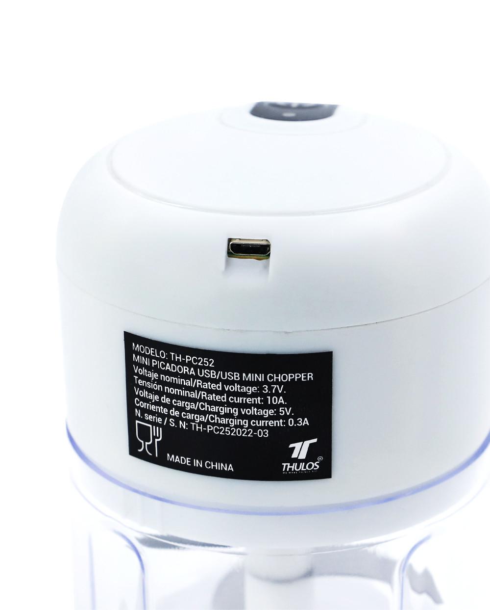 thulos Mini Picadora USB capacidad de 250 ml. Cuchilla de acero inoxidable. THULOS TH-PC252 Ofertas de temporada