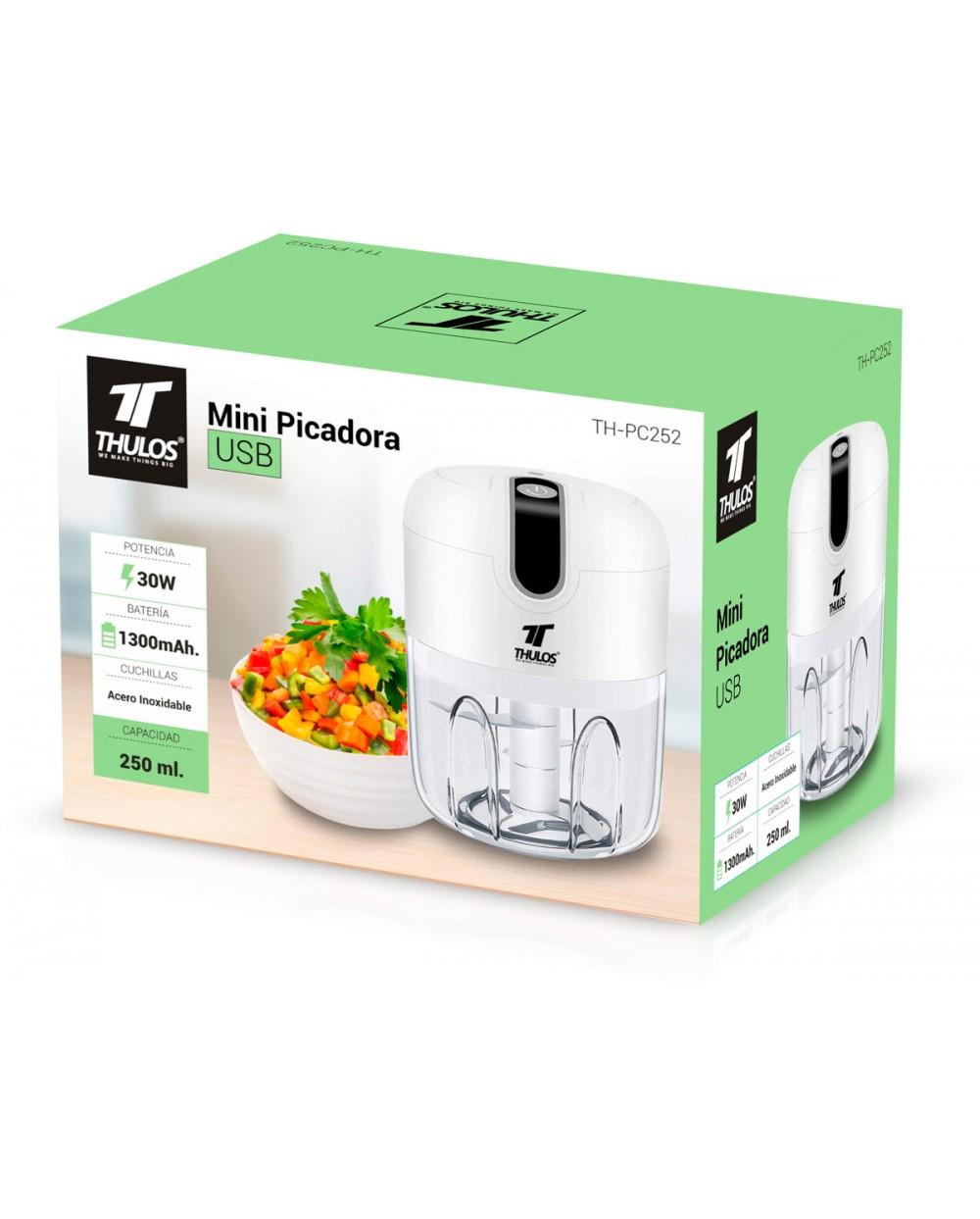 thulos Mini Picadora USB capacidad de 250 ml. Cuchilla de acero inoxidable. THULOS TH-PC252 Ofertas de temporada
