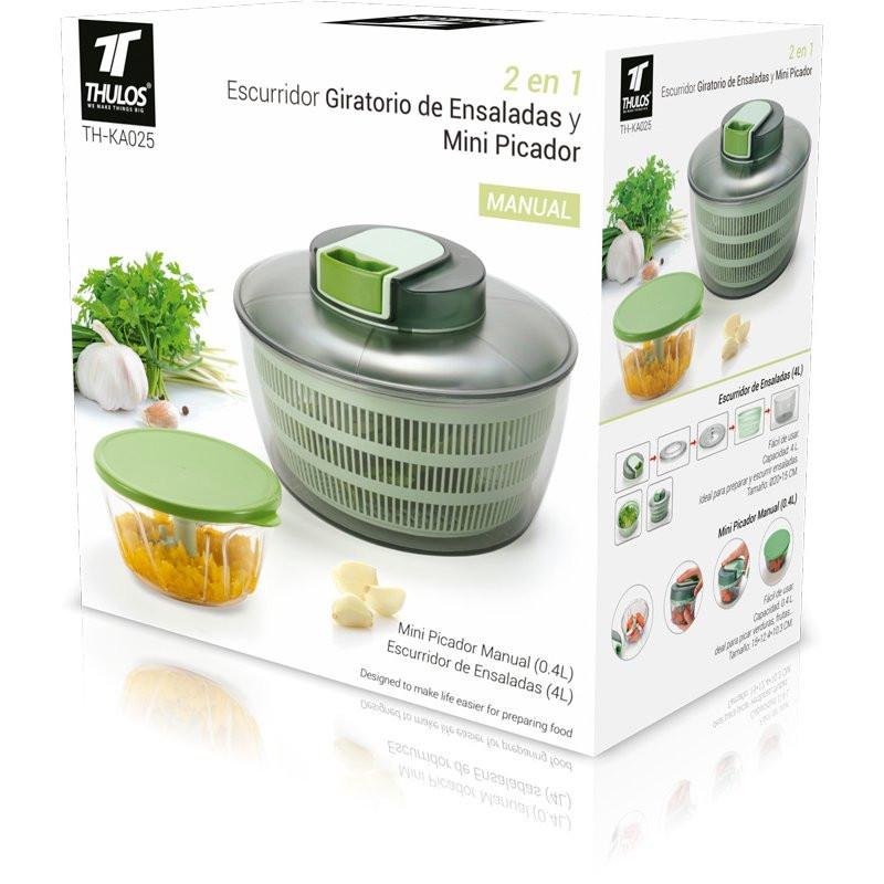 thulos Set de Escurridor de Ensaladas y Mini Picador Manual. THULOS TH-KA025 Oferta especial