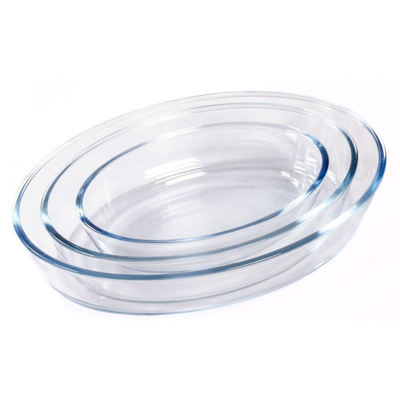 thulos Set de 3 bandejas de vidrio ovaladas para horno 0.7L 1.6L y 2.4L. THULOS TH-KA020