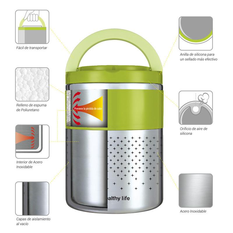 thulos Fiambrera de doble capa capacidad 1.5L THULOS TH-LB15 Rebajas de fábrica