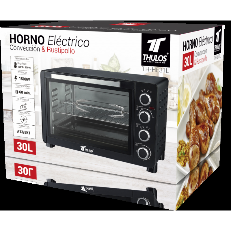 thulos Horno eléctrico convección y rustipollo 30 litros 1500W. TH-HE31L COMPRAR AHORA