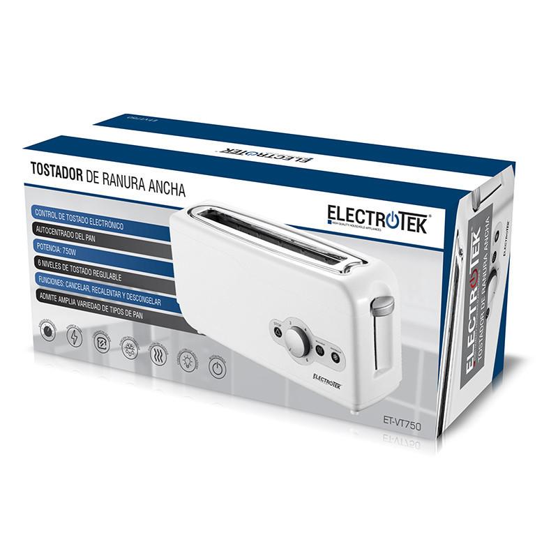 thulos Tostador de ranura ancha para 2 rebanadas y tacto frío. ELECTROTEK ET-VT750 Precio de fábrica