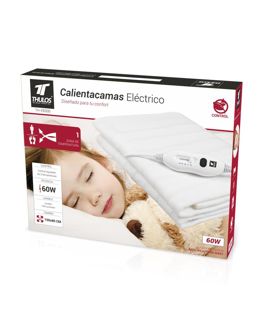 thulos Calientacamas eléctrico 150*80 cm. lavable 3 temperaturas 60W. THULOS TH-EB300 Superdescuento