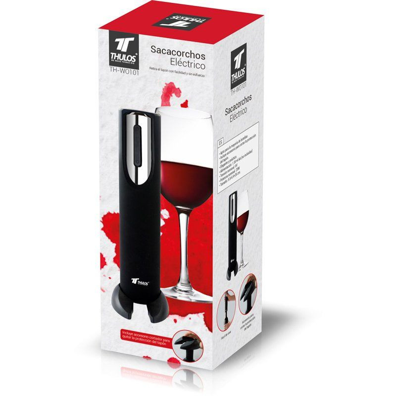 thulos Sacacorchos eléctrico con accesorio para quitar protección tapón. THULOS TH-WO101 Liquidación