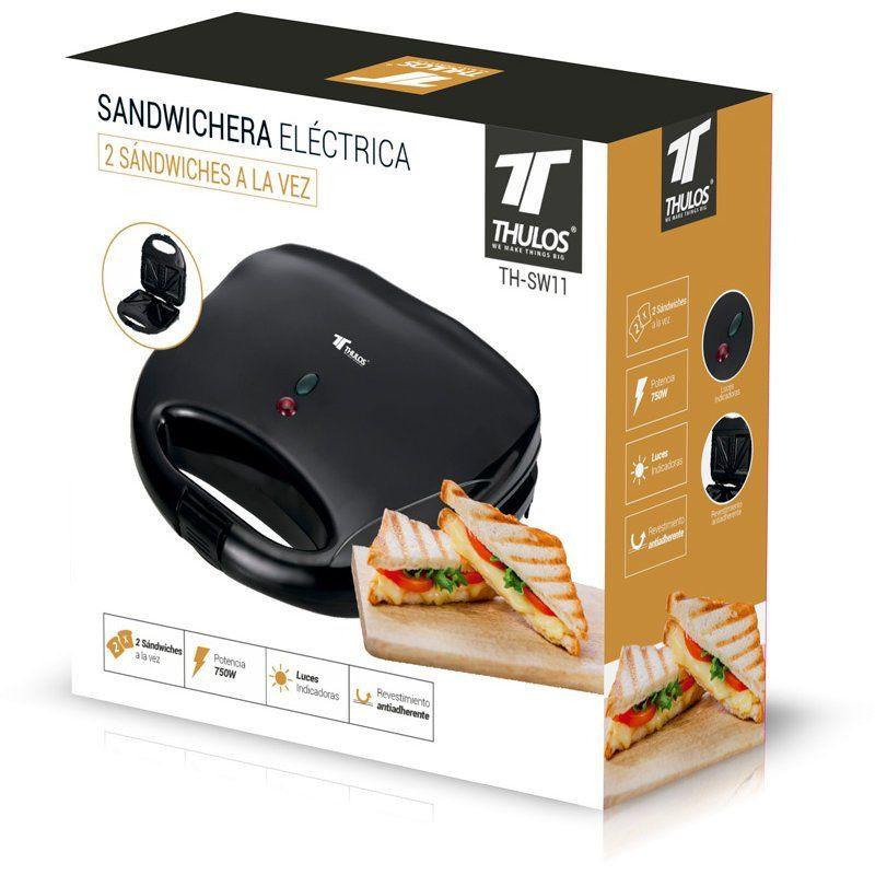 thulos Sandwichera eléctrica capacidad 2 sándwiches. 750W. Thulos TH-SW11 Envío internacional gratuito