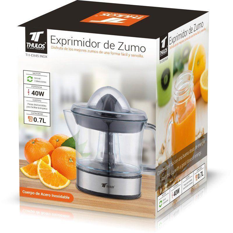 thulos Exprimidor eléctrico 40W 0.7 l. Giro en ambas direcciones. THULOS TH-EX45 INOX Ahorra y exporta
