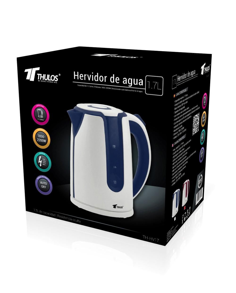 thulos Hervidor de agua 1.7 l. protección contra sobrecalentamiento y hervido en seco. THULOS TH-HV17 Liquidación