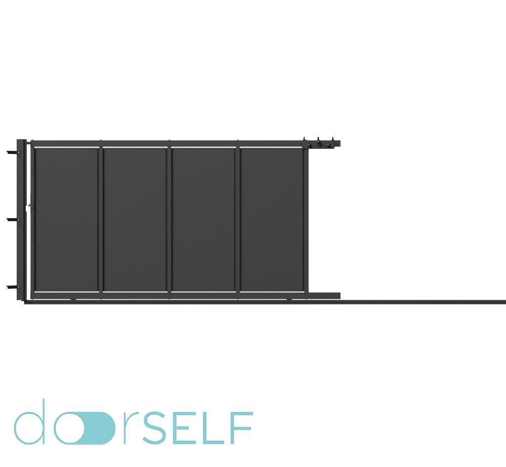 Puerta corredera+peatonal DOORSELF Blind gris forja 400x200 cm