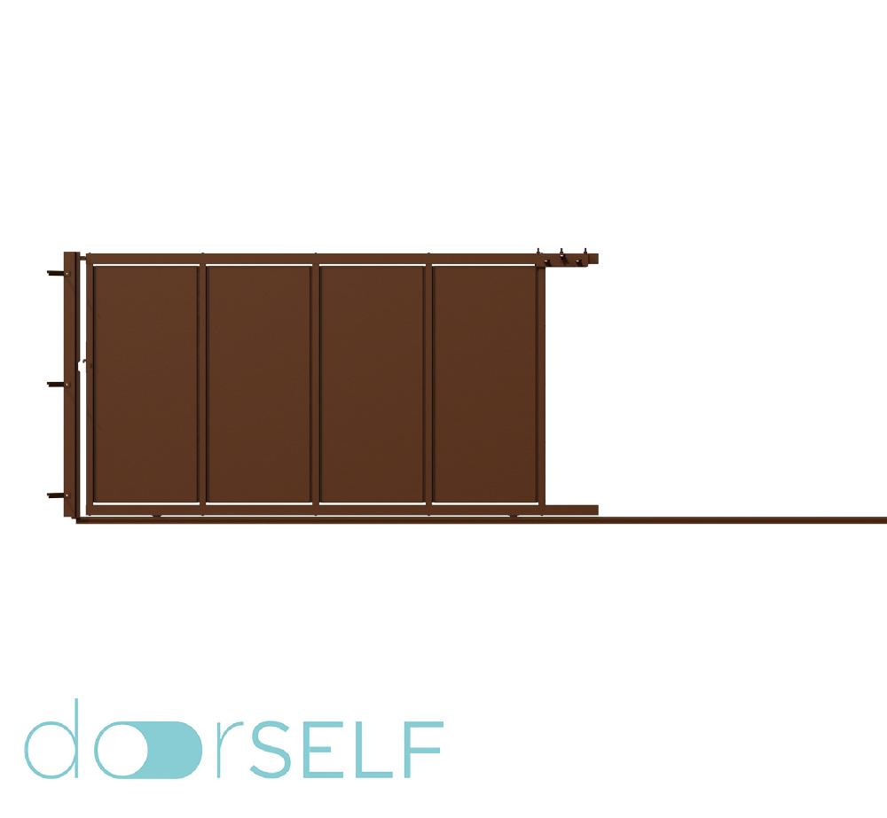 Puerta corredera+peatonal DOORSELF Blind óxido 400x200 cm