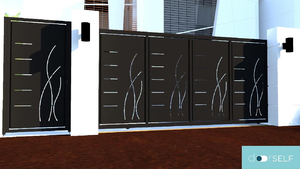 Puerta corredera DOORSELF Lines&rushes blanca 350x200 cm Grandes descuentos