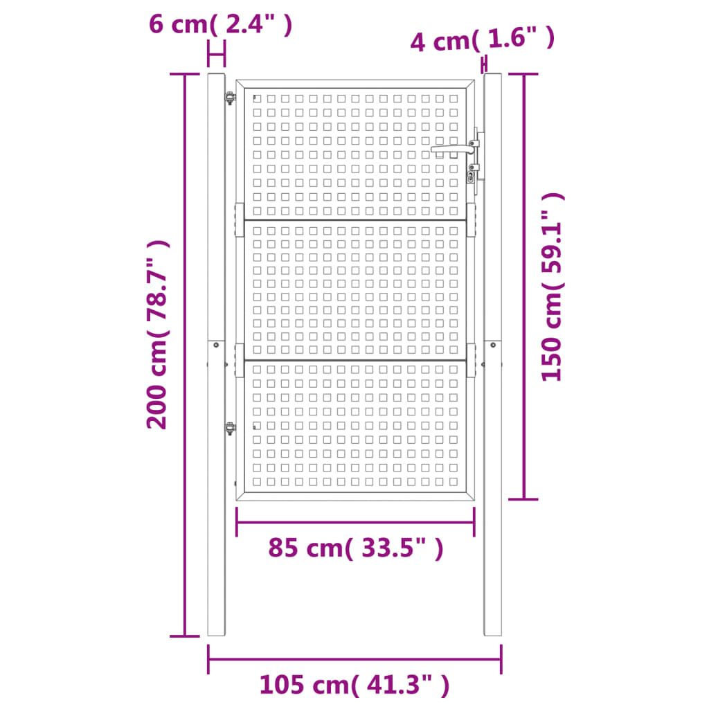 vidaXL Puerta de jardín acero gris antracita 105x200 cm Envío gratis