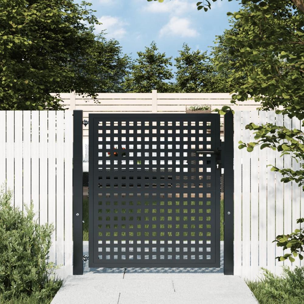 vidaXL Puerta de jardín acero gris antracita 105x150 cm