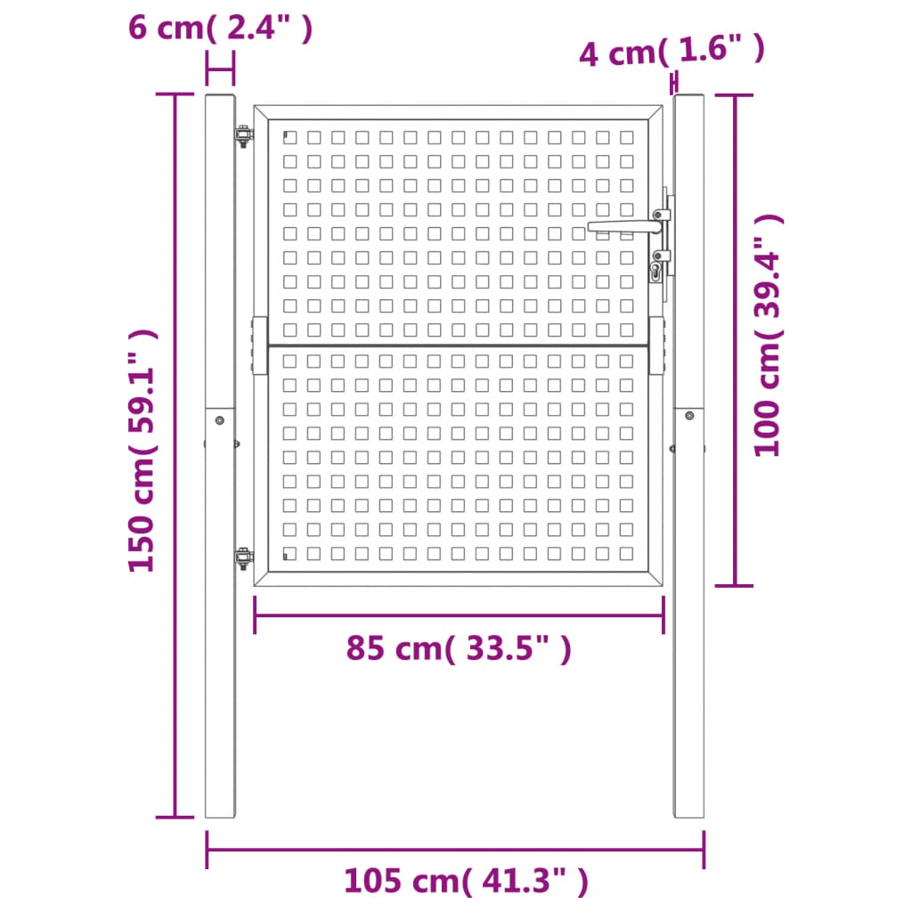 vidaXL Puerta de jardín acero gris antracita 105x150 cm COMPRAR AHORA