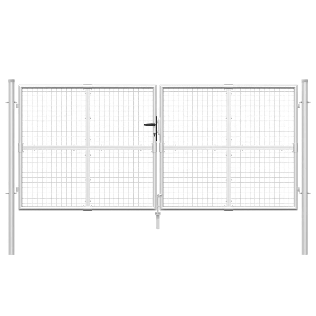 vidaXL Puerta de malla de jardín acero galvanizado plateado 300x175cm Promoción por tiempo limitado