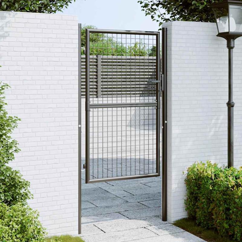 vidaXL Puerta de malla de jardín acero galvanizado gris 100x200 cm Solo hoy