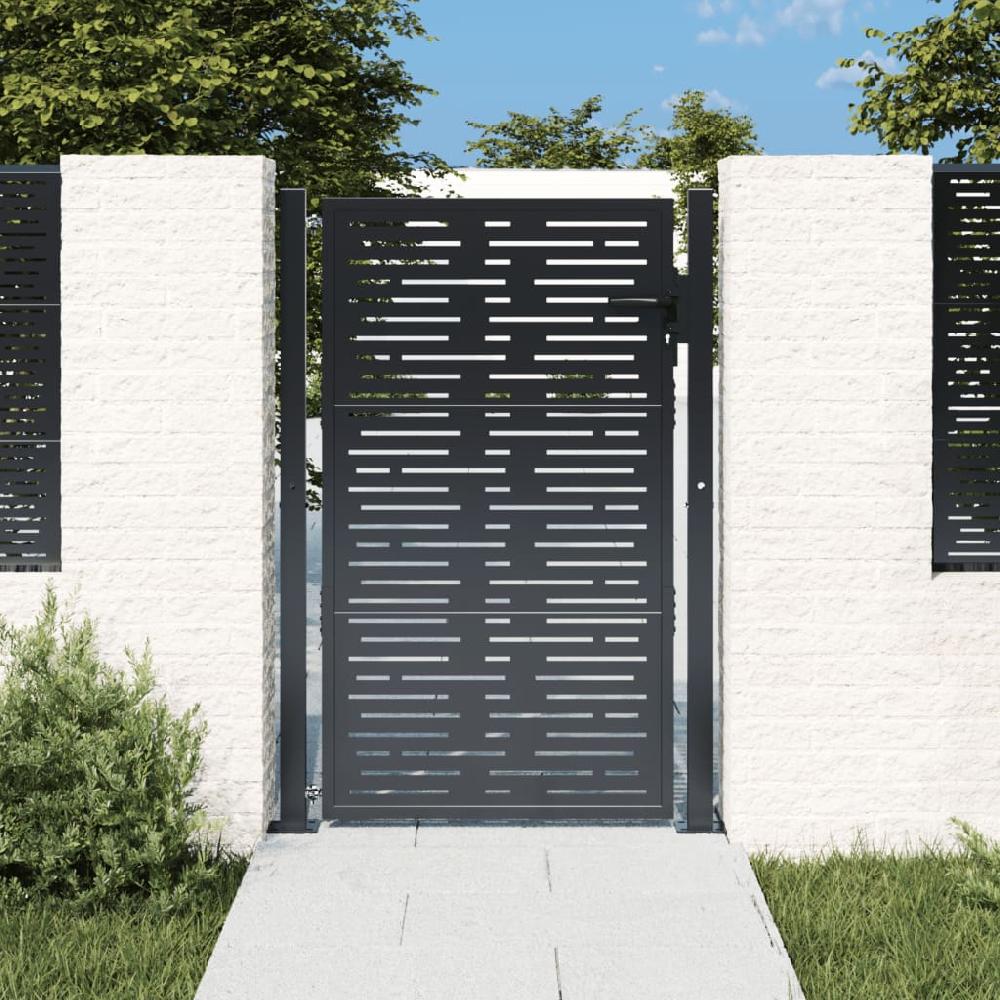 vidaXL Puerta de jardín acero gris antracita diseño cuadrado 105x155cm