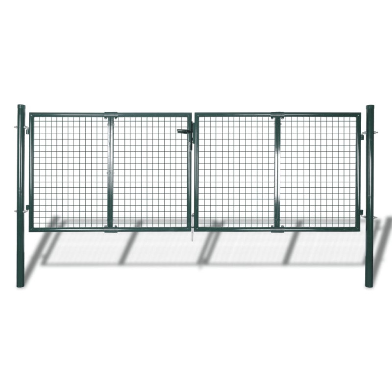 vidaXL Puerta de valla de acero verde 306x175 cm