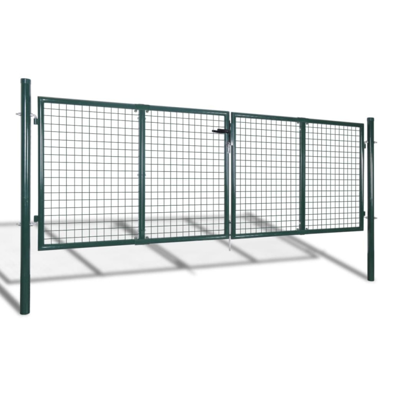 vidaXL Puerta de valla de acero verde 306x175 cm Superdescuento