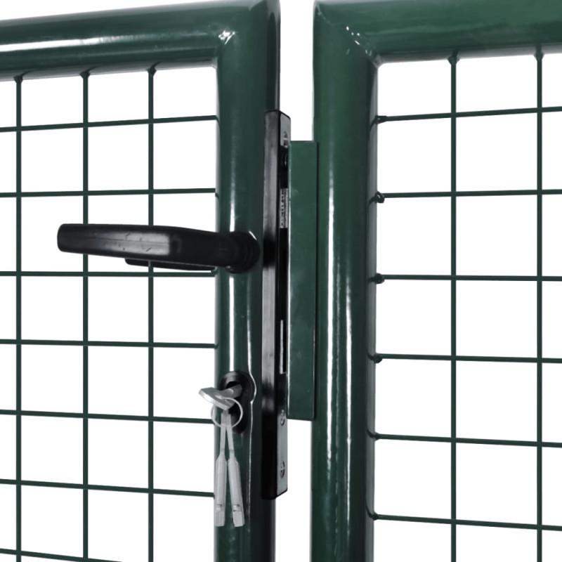 vidaXL Puerta de valla de acero verde 306x175 cm Superdescuento