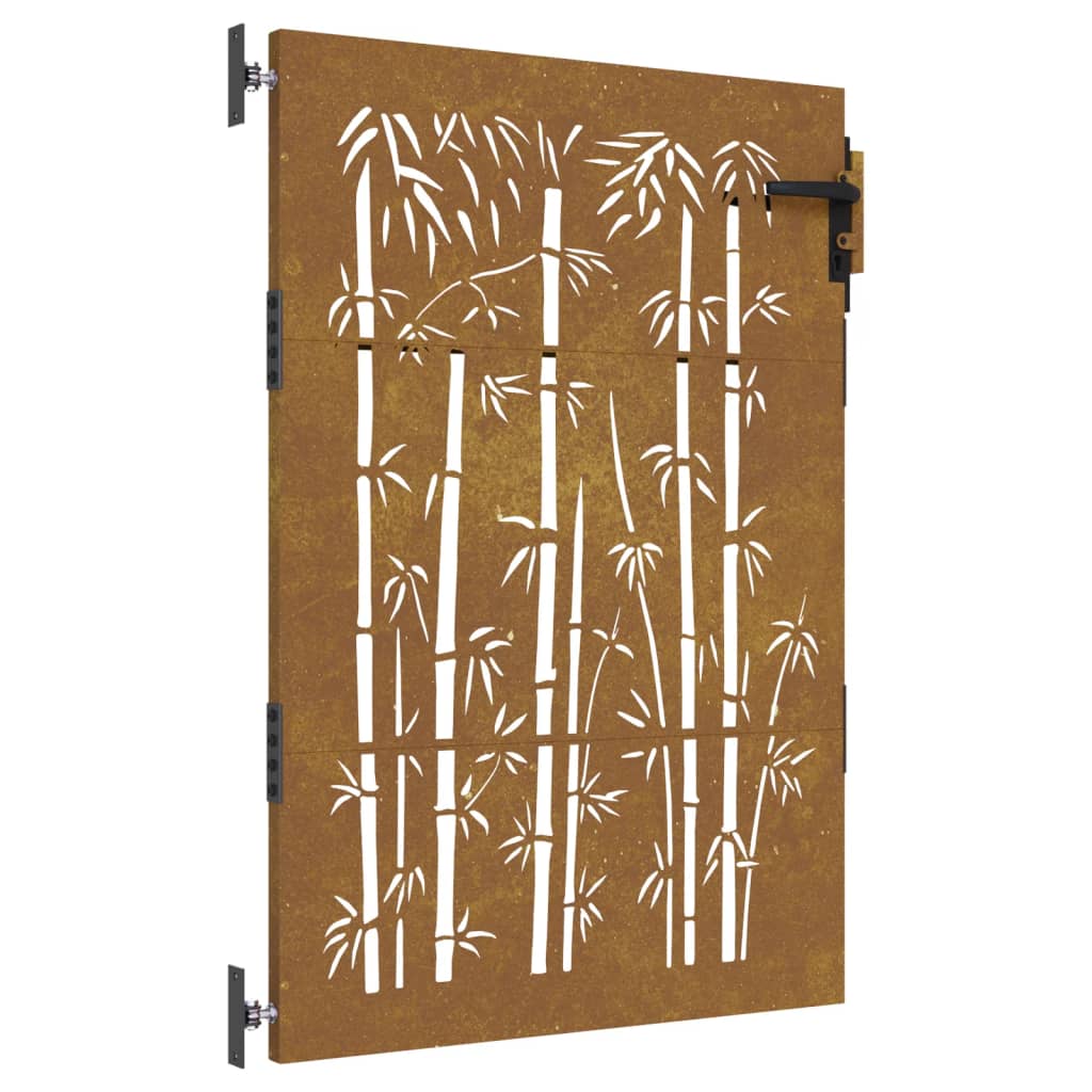 vidaXL Puerta de jardín acero corten diseño bambú 85x125 cm Liquidación