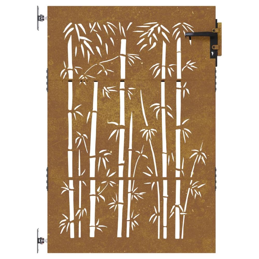 vidaXL Puerta de jardín acero corten diseño bambú 85x125 cm Liquidación
