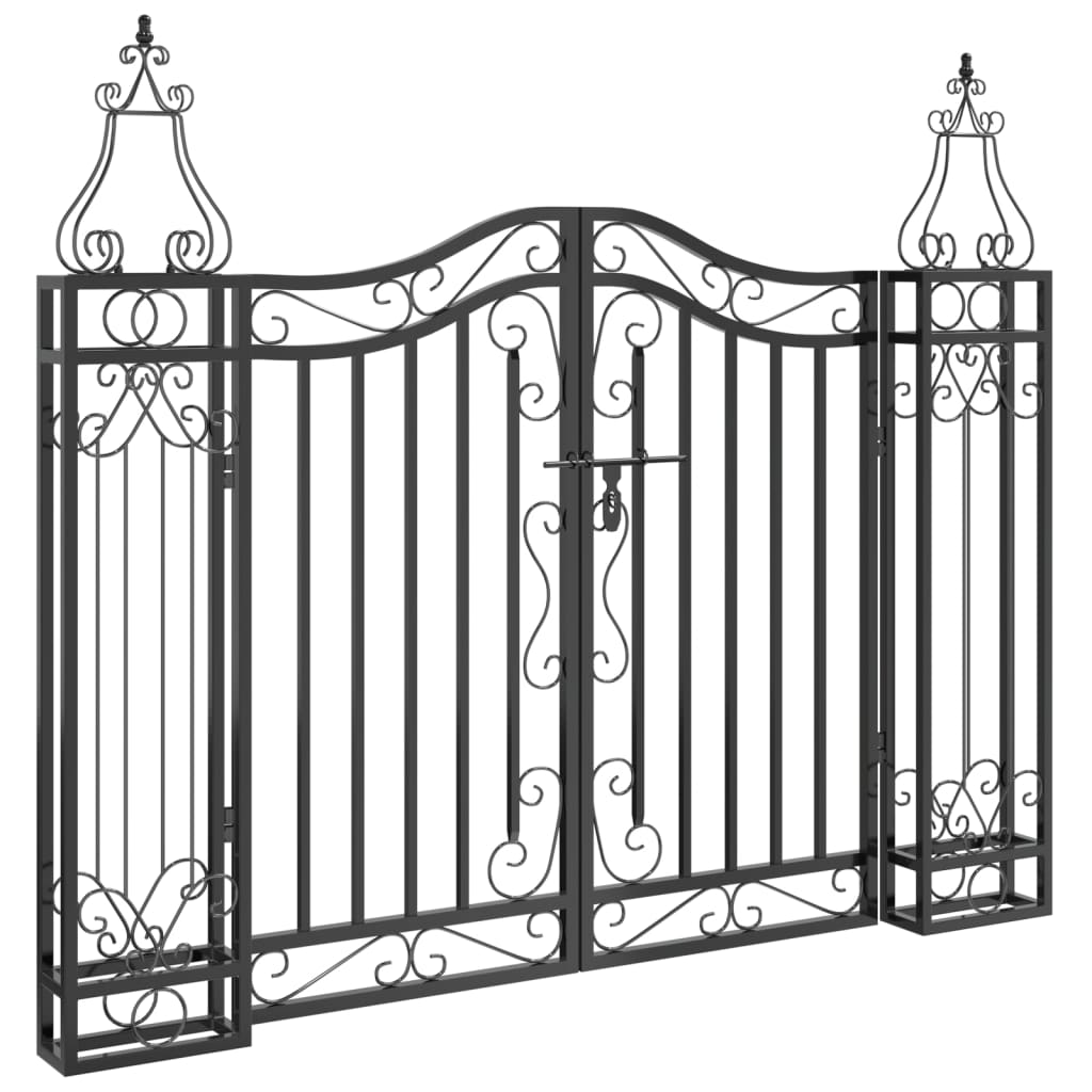 vidaXL Puerta de jardín de hierro forjado negro 121x8x100 cm Ahorra y exporta