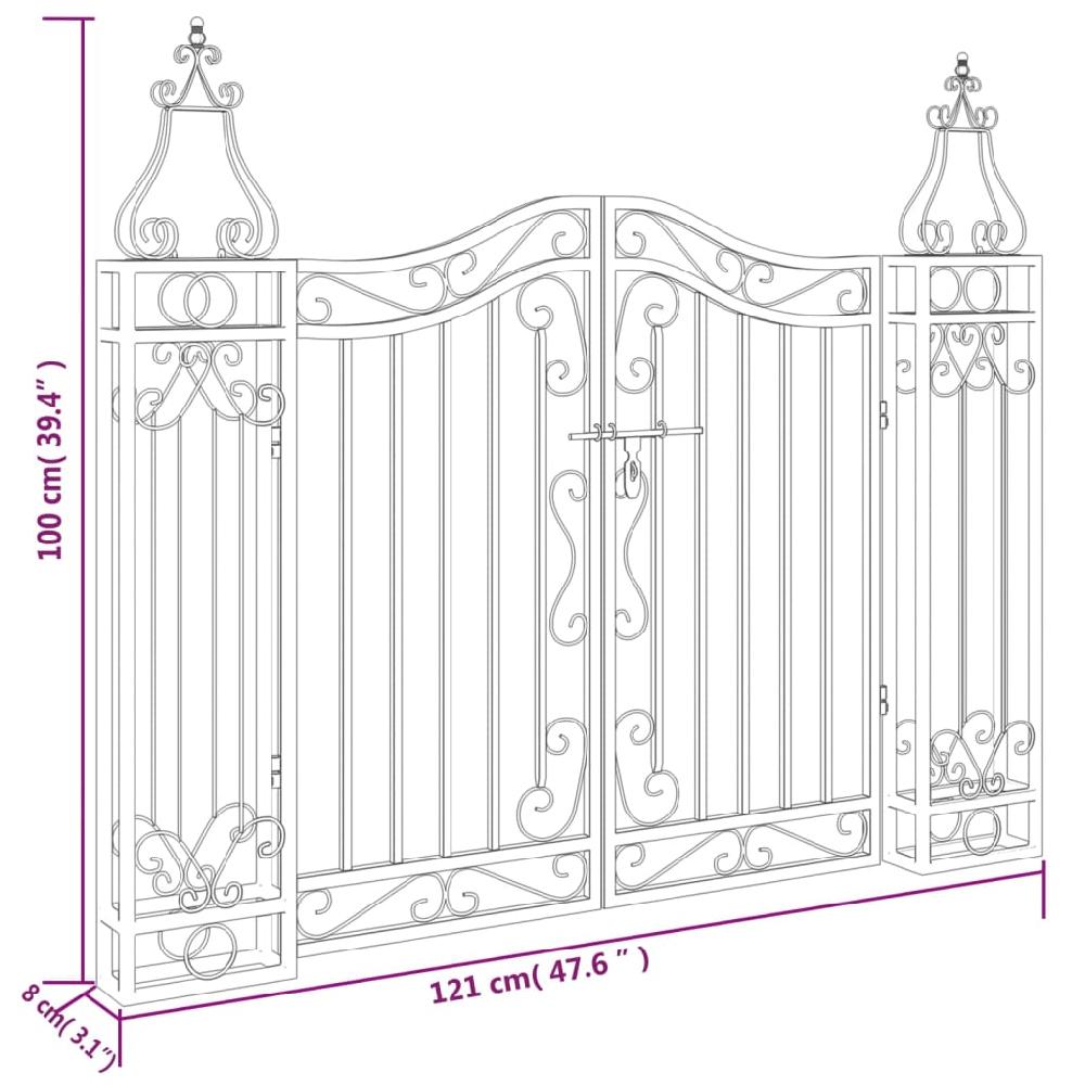 vidaXL Puerta de jardín de hierro forjado negro 121x8x100 cm Ahorra y exporta