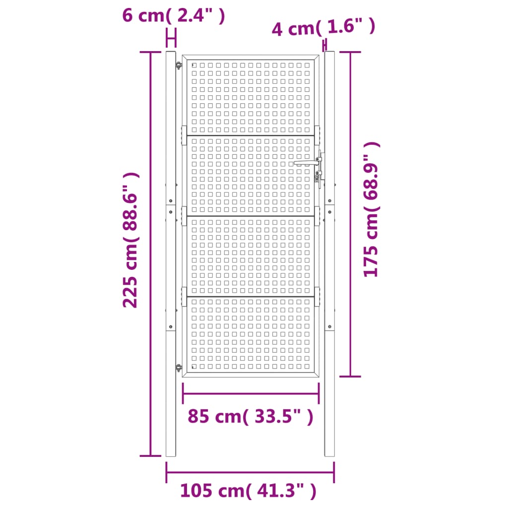 vidaXL Puerta de jardín acero gris antracita 105x225 cm Precios de Black Friday