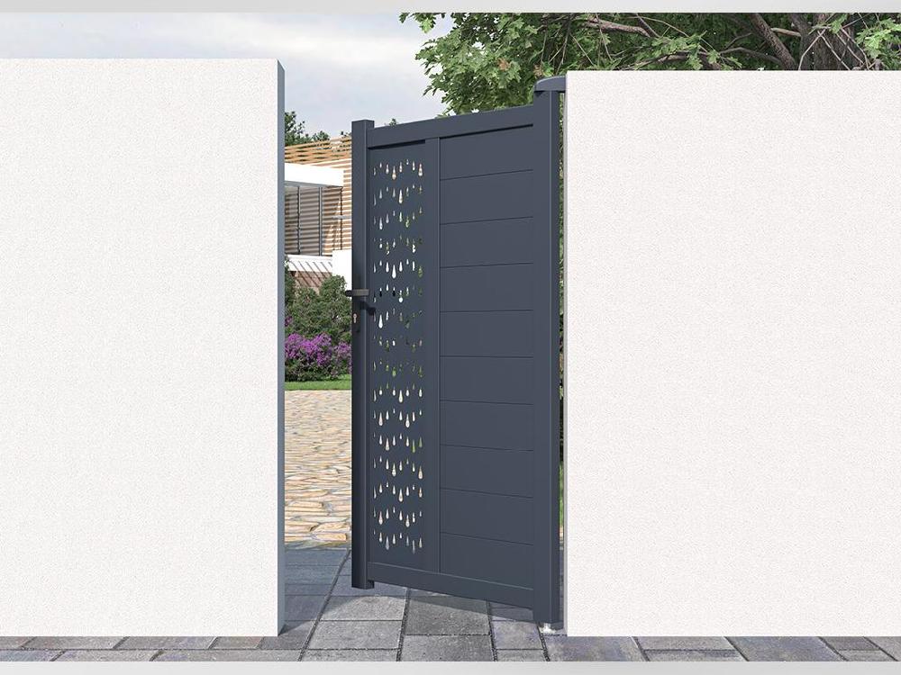 Portón de aluminio Ancho 103 x Alt. 181 cm antracita GREGOR