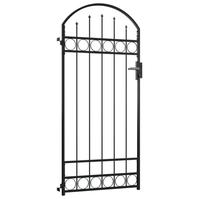vidaXL Puerta de jardín con arco de acero negro 89x200 cm Ofertas de temporada