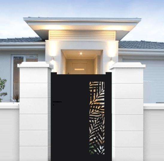 Puerta peatonal incorporada de aluminio cortada a láser en kit de dimensiones An.1000 (entre montantes) x Al.1500 mm Colores Negro (RAL 9005) Ofertas especiales