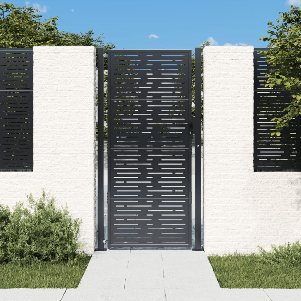 vidaXL Puerta de jardín acero gris antracita diseño cuadrado 105x180cm