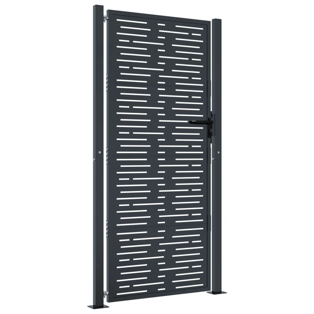 vidaXL Puerta de jardín acero gris antracita diseño cuadrado 105x180cm Grandes ahorros