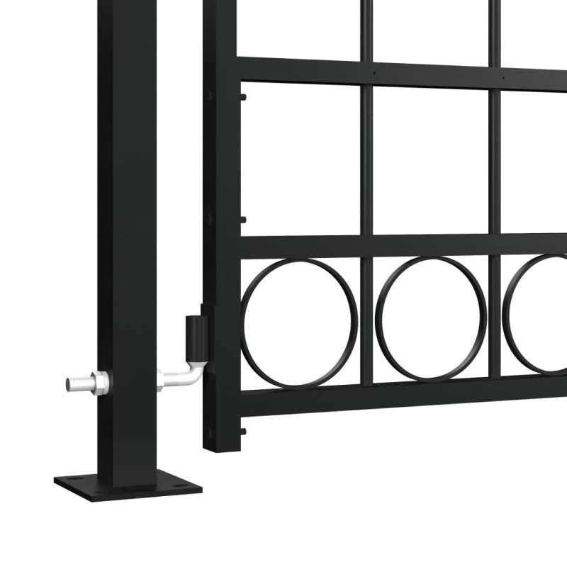 vidaXL Puerta de valla con arco y 2 postes negra 105x204 cm Rebajas de fin de temporada