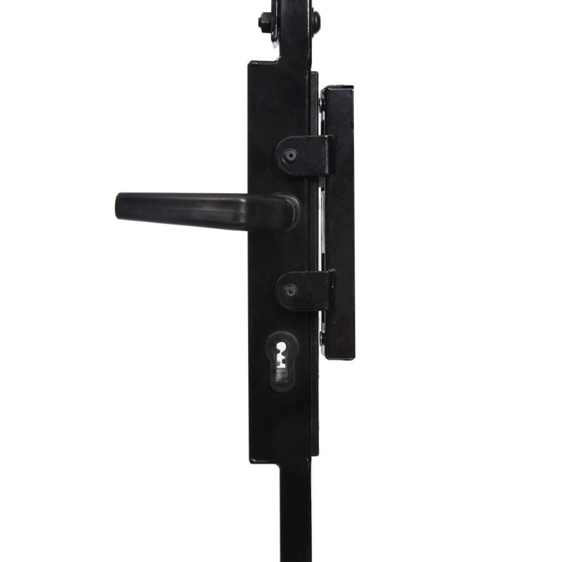vidaXL Puerta de valla con arco y 2 postes negra 105x204 cm Rebajas de fin de temporada