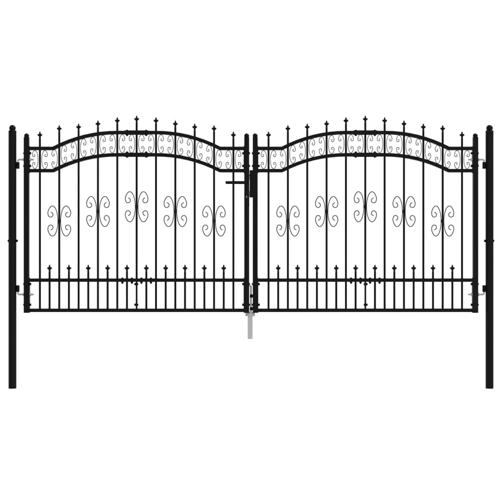 Puerta y lanza superior acero revestido de polvo negro 305x173 cm vidaXL Outlet