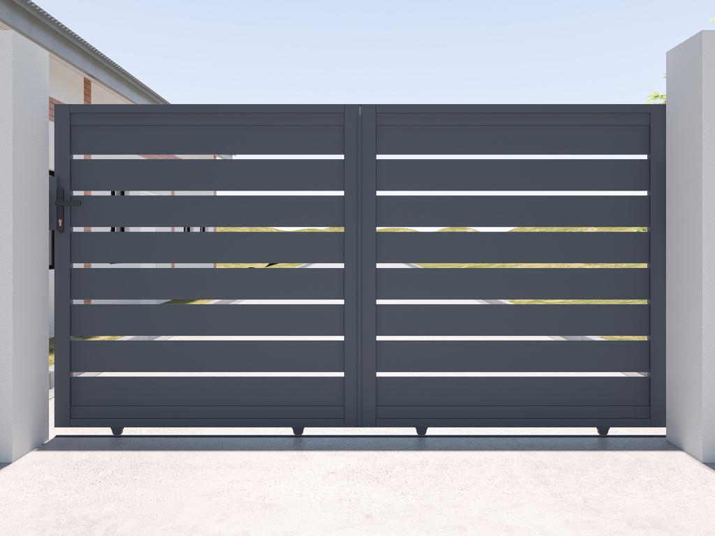 Puerta corredera de aluminio perforado L324x A165 cm antracita - PRIMO