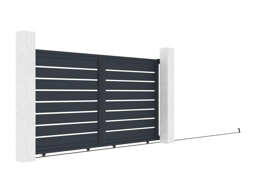 Puerta corredera de aluminio perforado L324x A165 cm antracita - PRIMO En oferta
