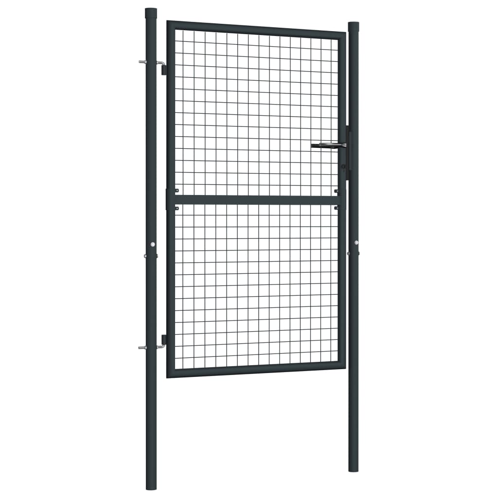 Puerta de malla de jardín | Puerta de valla | Cancela de valla acero galvanizado gris 100x175 cm CFW29417