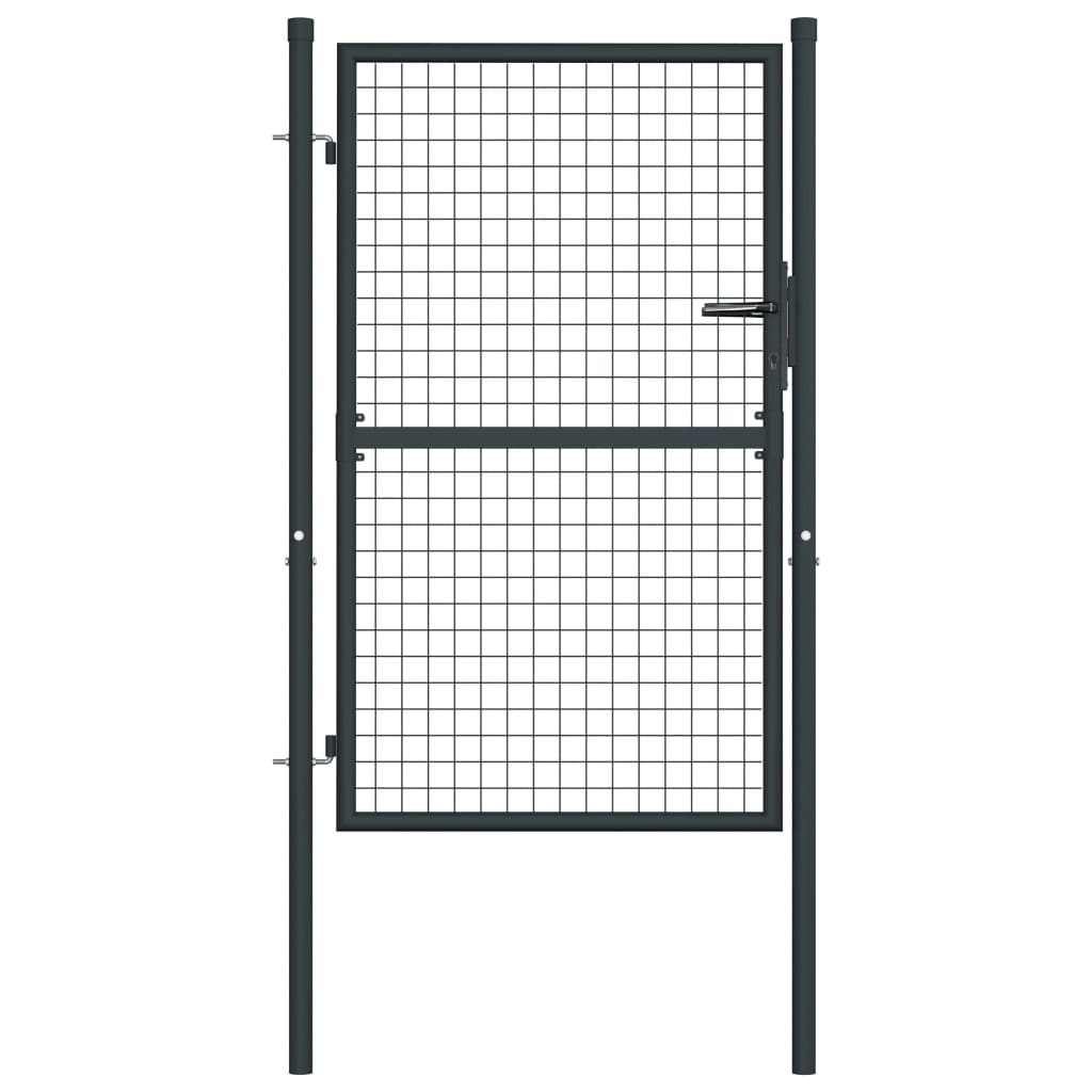 Puerta de malla de jardín | Puerta de valla | Cancela de valla acero galvanizado gris 100x175 cm CFW29417 Rebajas baratas