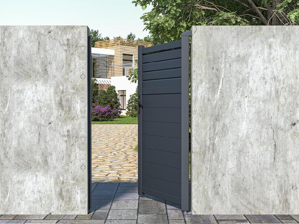 Portón de aluminio persiana Ancho 103 x Alt. 181 cm antracita VIAZO